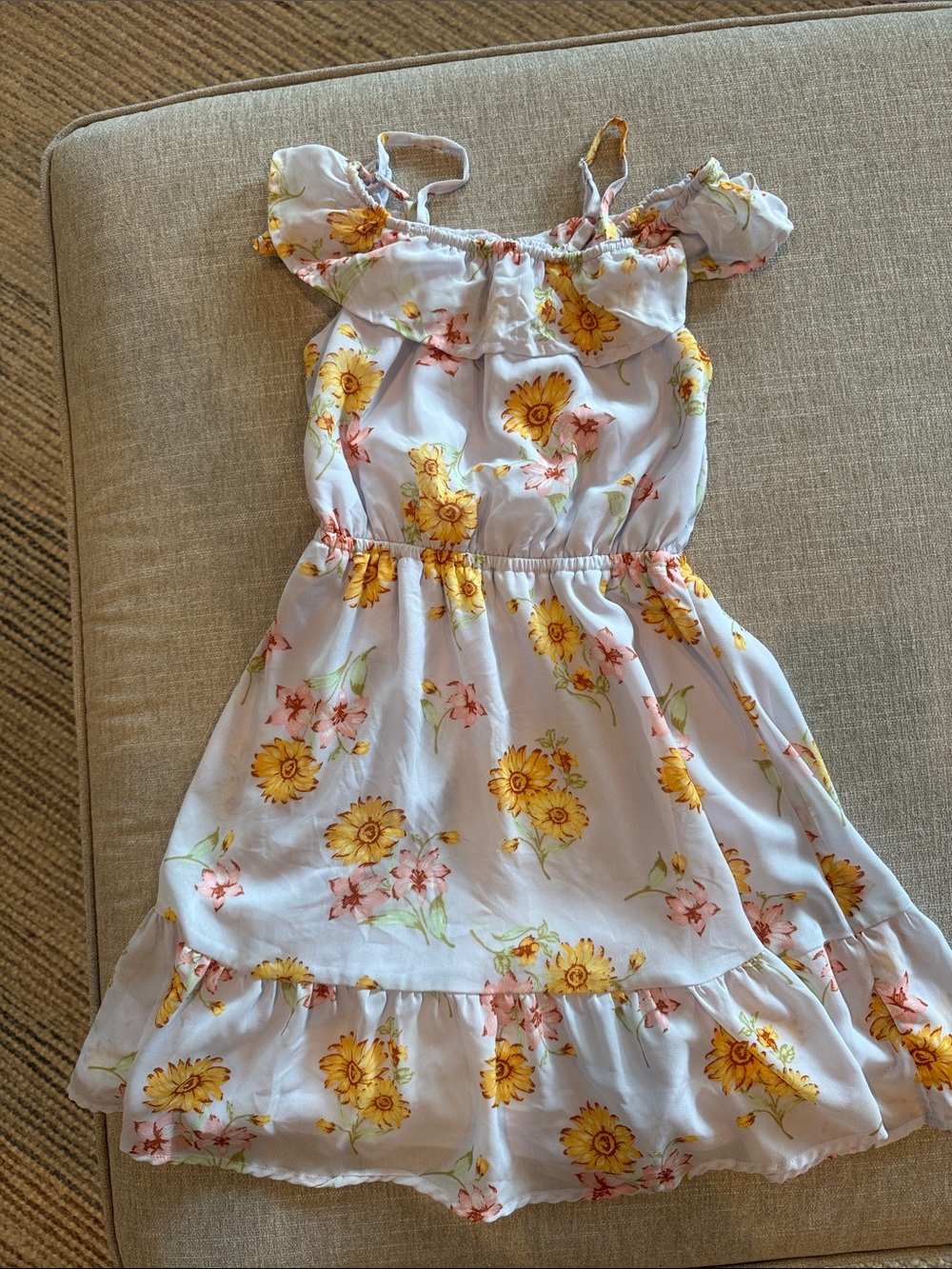 The Children's Place White Sunflower Floral Ruffle Sundress